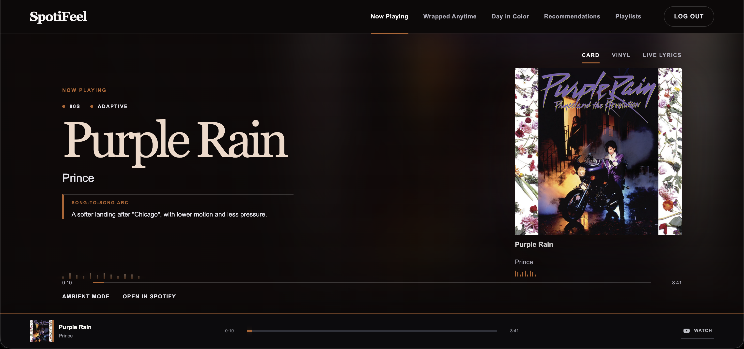 spotiFeel product screenshot